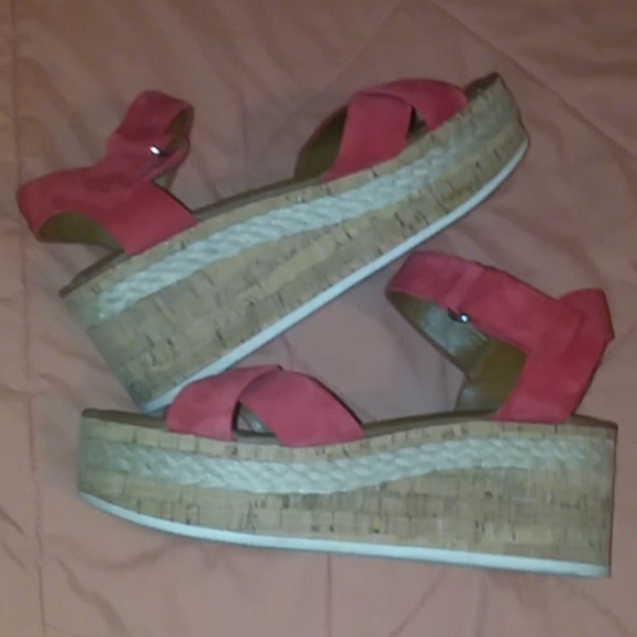 Franco Sarto redish leather Nelly wedges size 8.5 - Picture 6 of 6